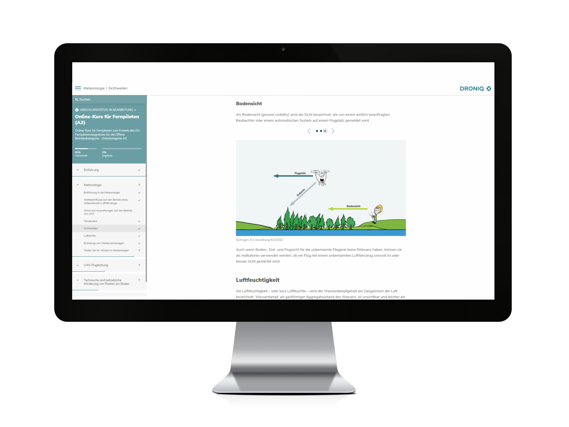 Fernpiloten-Zeugnis A2: Online-Schulung Drohnenschulung (e-Learning) zum Erwerb des EU-Fernpilotenzeugnisses für die offene Betriebskategorie – Unterkategorie A2