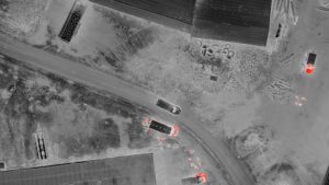 Infrared image of a drone with night vision camera